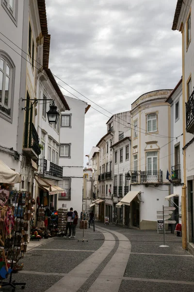 Evora Πορτογαλία Οκτωβρίου 2022 Τυπικές Πορτογαλικές Προσόψεις Και Πλακόστρωτοι Δρόμοι — Φωτογραφία Αρχείου