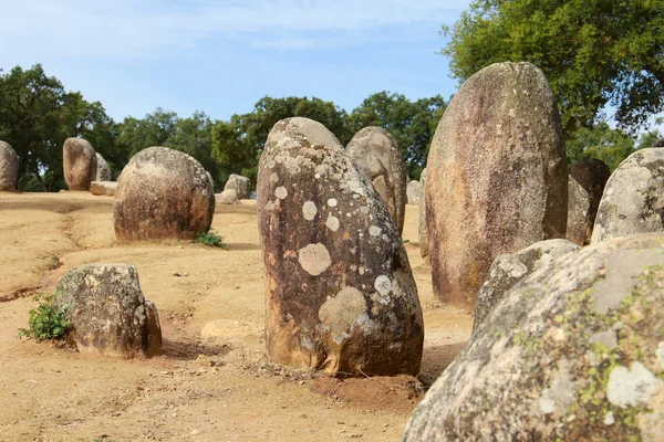 stock image Amazing Megalithic monument in Evora called The Almendres Cromlech
