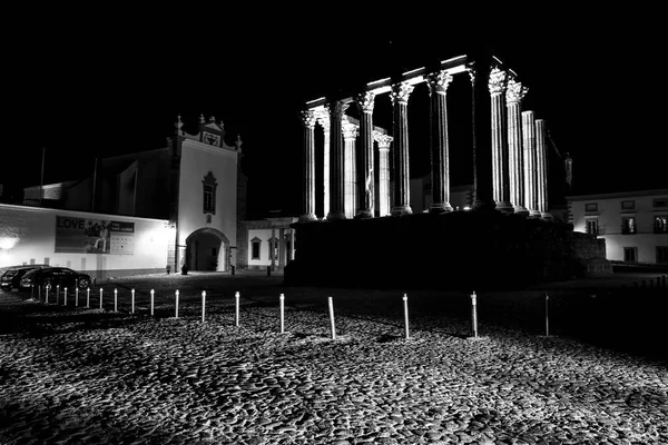 Evora Portugalia Października 2022 Kolosalna Świątynia Bogini Diany Mieście Evora — Zdjęcie stockowe