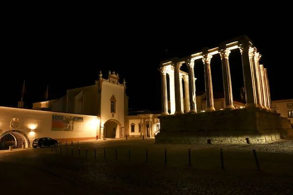 Evora Portugalia Października 2022 Kolosalna Świątynia Bogini Diany Mieście Evora — Zdjęcie stockowe