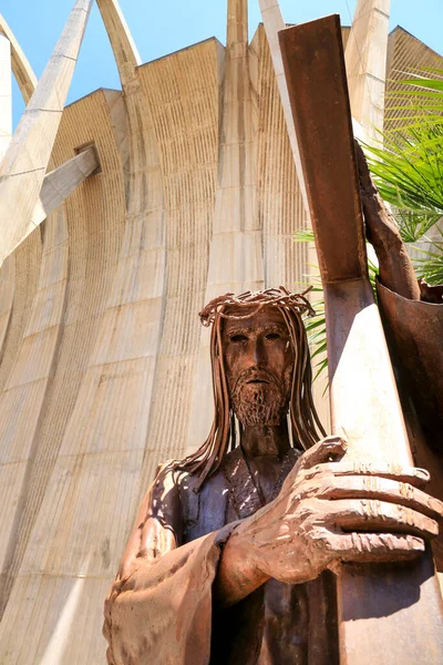 Javea Alicante Spain May 2023 Modern Sculpture Jesus Christ Church — 스톡 사진