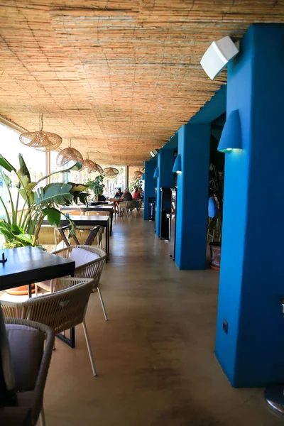 Javea Alicante Espanha Maio 2023 Praia Bar Restaurante Com Belo — Fotografia de Stock