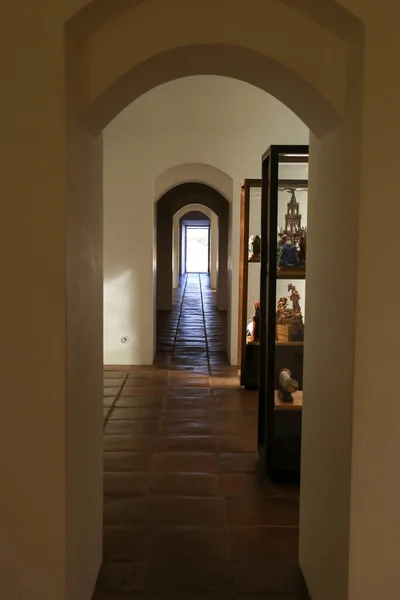 Evora Portugal October 2022 Corridor Sacred Art Museum Showcases — Stock Photo, Image