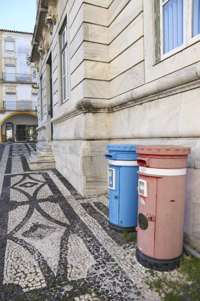 Evora Portugal October 2022 Vintage Post Boxes Cobblestone Street Old — стокове фото