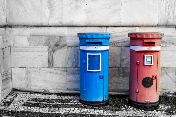 Evora Portugal October 2022 Vintage Post Boxes Cobblestone Street Old — Stock Photo, Image