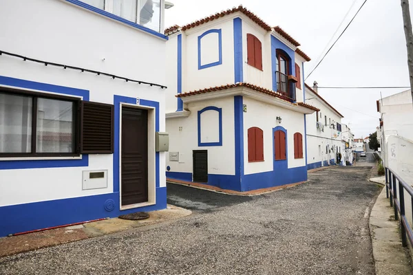 stock image Zambujeira do Mar, Portugal- October 20, 2022: Beautiful narrow streets, whitewashed houses in Alentejo coast, Portugal