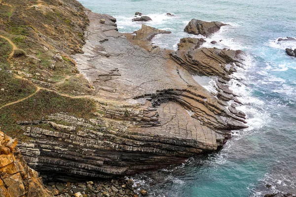 Falésias Com Belas Rochas Corajoso Oceano Atlântico Costa Zambujeira Mar — Fotografia de Stock