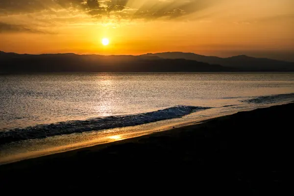 Cabo Gata Plajında Güzel Bir Gün Batımı Almerya Spanya — Stok fotoğraf