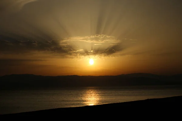 Piękny Zachód Słońca Plaży Cabo Gata Almeria Hiszpania — Zdjęcie stockowe
