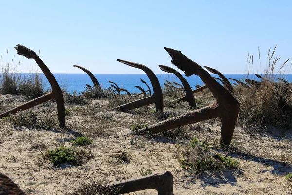 stock image The Cemetery of Anchors in Tavira Island, Algarve, Portugal