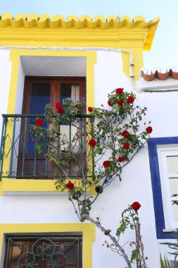 Portekiz 'in Ferragudo şehrinde renkli ve geleneksel Portekiz cephesi