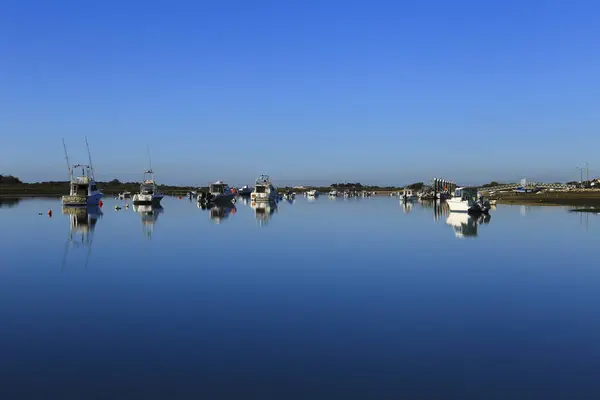 Tavira Portugal October 2022 Fishing Recreational Boats Moored Cabanas Tavira — Stock Photo, Image