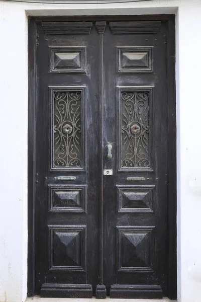 Old Wooden Door Wrought Iron Details Lagos Algarve Portugal — Stock Photo, Image