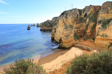 Güzel Praia Dona Ana Plajı Lagos, Algarve, Portekiz