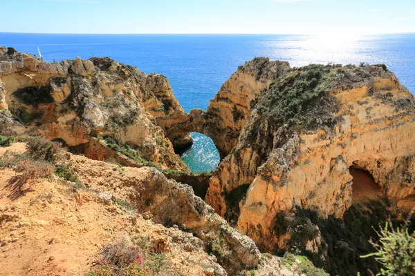 포르투갈 알가르베 Algarve 피에다데 Ponta Piedade 석회암 — 스톡 사진