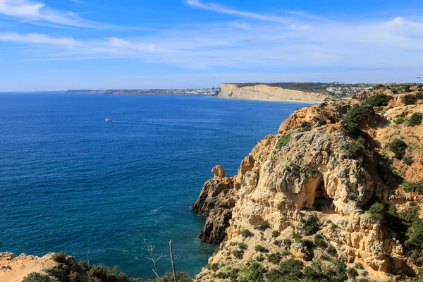 stock image Natural features, cliffs and limestone formations of Ponta da Piedade in the Algarve, Portugal