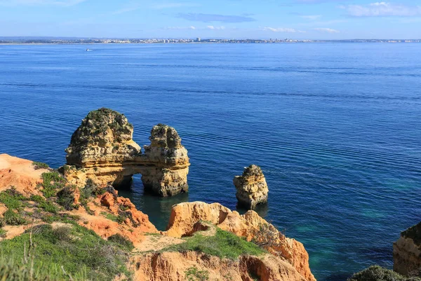 Природні Особливості Скелі Вапнякові Утворення Понта Єде Алгарве Португалія — стокове фото