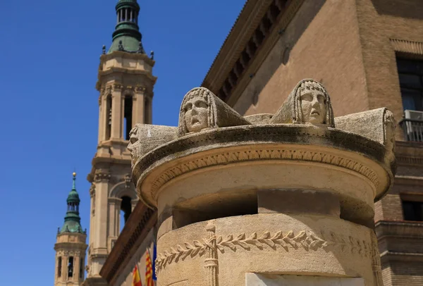 Pedra Decorada Cenotáfio Monumento Goya Perto Catedral Nossa Senhora Pilar — Fotografia de Stock