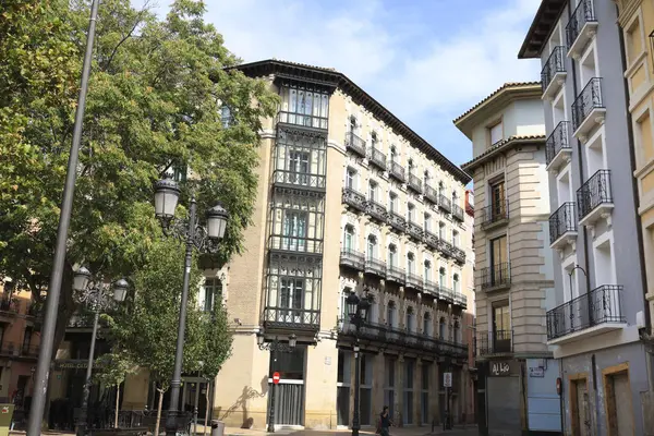 Saragossa Spain August 2023 Streets Facades Historic Houses Old Town — Stock Photo, Image