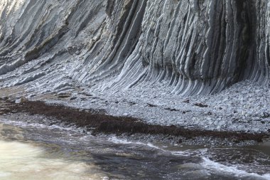 Bask ülkesindeki Unesco Global Geopark 'ın güzel ve renkli Flysch oluşumları