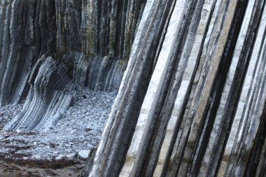 Bask ülkesindeki Unesco Global Geopark 'ın güzel ve renkli Flysch oluşumları