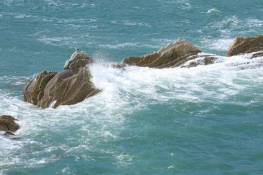 Bask ülkesindeki Unesco Global Geopark 'ın güzel ve renkli Flysch oluşumları