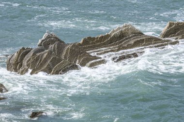 Bask ülkesindeki Unesco Global Geopark 'ın güzel ve renkli Flysch oluşumları