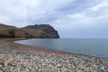 Sabah Las Negras sahilinde, Cabo de Gata, Almeria, İspanya