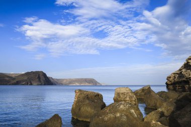Las Negras kasabasındaki El Cuervo Koyu, Güney İspanya, Almerya 'daki Cabo de Gata doğal parkı..