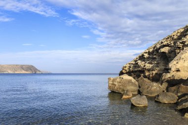 Las Negras kasabasındaki El Cuervo Koyu, Güney İspanya, Almerya 'daki Cabo de Gata doğal parkı..