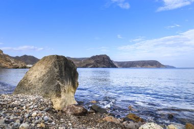 Las Negras kasabasındaki El Cuervo Koyu, Güney İspanya, Almerya 'daki Cabo de Gata doğal parkı..