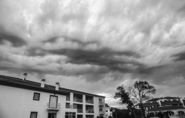 Cloudy and stormy sky in Vilanova de Milfontes, Portugal clipart