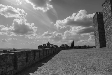 Trujillo şehrindeki Trujillo kalesi, Caceres, İspanya