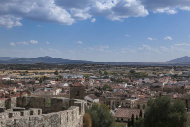 Kaleden Trujillo kasabasının panoramik manzarası. Caceres, Extremadura, İspanya.