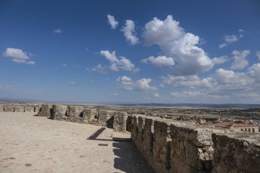 Kaleden Trujillo kasabasının panoramik manzarası. Caceres, Extremadura, İspanya.