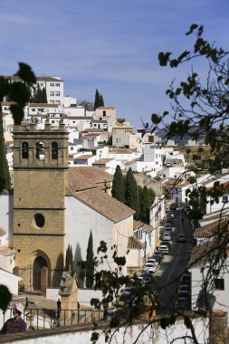 İspanya 'nın Malaga eyaletindeki Ronda şehrinin güzel panoramik manzarası.