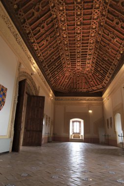 Belmonte, Cuenca, İspanya 10 Aralık 2023 Cuenca bölgesindeki Belmonte Kalesi 'nin mimari detayları.