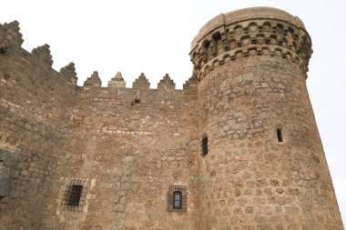 Belmonte, Cuenca, İspanya 10 Aralık 2023 Cuenca bölgesindeki Belmonte Kalesi 'nin mimari detayları.