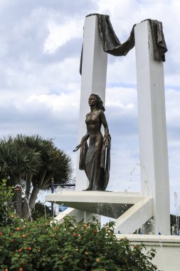 Chipiona, Cadiz, İspanya... 10 Ekim 2023: Chipiona 'da Juan Avalos' un Rocio Jurado Anıtı