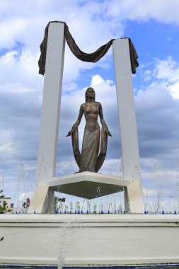 Chipiona, Cadiz, İspanya... 10 Ekim 2023: Chipiona 'da Juan Avalos' un Rocio Jurado Anıtı