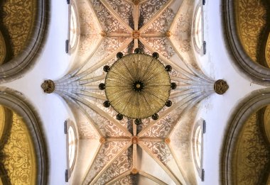 Elvas, Portugal- October 23, 2023: Architectural details of the ceiling of Our Lady of The Assumption church in Elvas clipart