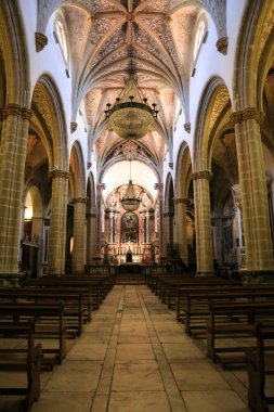 Elvas, Portugal- October 23, 2023: Architectural details of the interior of Our Lady of The Assumption church in Elvas clipart