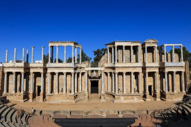 Merida, Extremadura, İspanya 23 Ekim 2023 Merida Roma Tiyatrosu