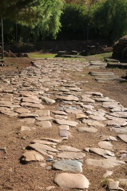 Merida, Extremadura, İspanya... 23 Ekim 2023: Merida şehrinde muazzam Roma amfitiyatrosu kaldı.