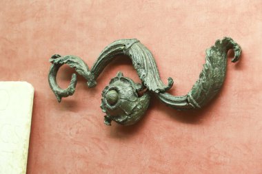 Merida, Extremadura, İspanya - 23 Ekim 2023: Roma Ulusal Merida Sanat Müzesi 'nde heykeller ve arkeolojik kalıntılar sergilendi