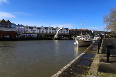 Bristol, England- March 29, 2024: Beautiful views of The dock at Harbourside area in Bristol clipart