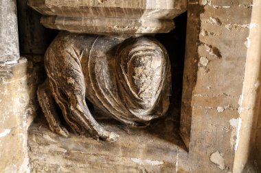 Bristol, İngiltere - 29 Mart 2024: Bristol Katedrali 'nin Ortaçağ Corbels' i