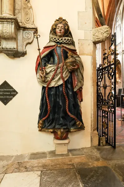 stock image Bristol, England- March 29, 2024: Old statue of woman in the Cathedral of Bristol