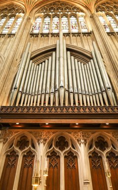 Bristol, England- March 29, 2024: Beautiful St. Mary Redcliffe church organ clipart