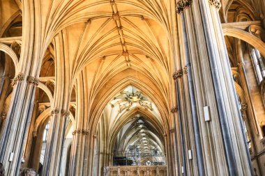 Bristol, England- March 29, 2024: Architectural details of the interior of Bristol Cathedral clipart